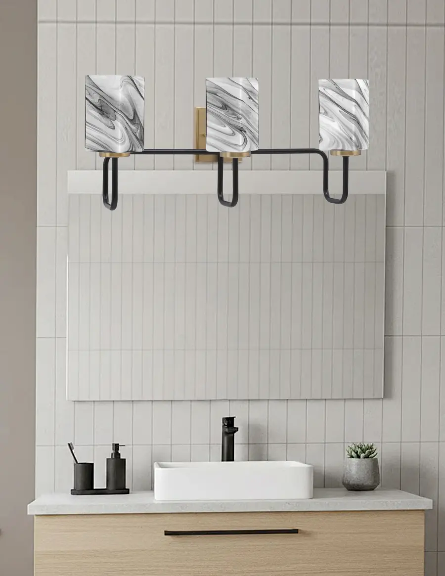 Sophisticated Two-Tone Bath Bar with Captivating Onyx Swirl Glass - Image 3