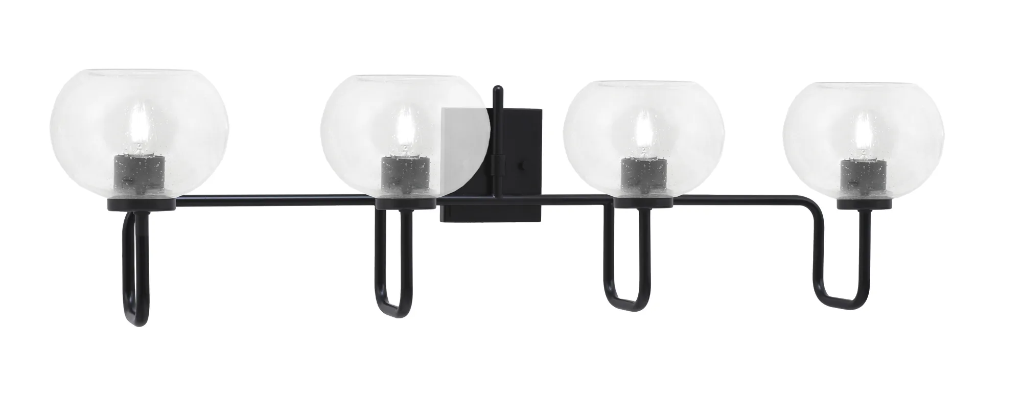 Sandia 4 Light Bath Bar in Matte Black with Clear Bubble Glass