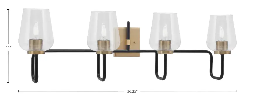 Modern Bath Bar with Striking Two-Tone Finish and Textured Glass - Image 2