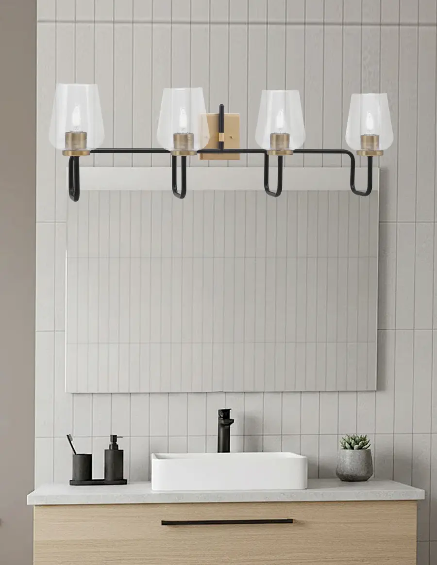 Modern Bath Bar with Striking Two-Tone Finish and Textured Glass - Image 3