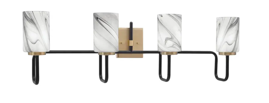 Sandia 4 Light Bath Bar with Onyx Swirl Glass - Image 1