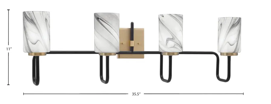 Sandia 4 Light Bath Bar with Onyx Swirl Glass - Image 2