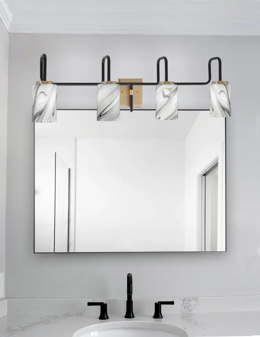 Sandia 4 Light Bath Bar with Onyx Swirl Glass - Image 3