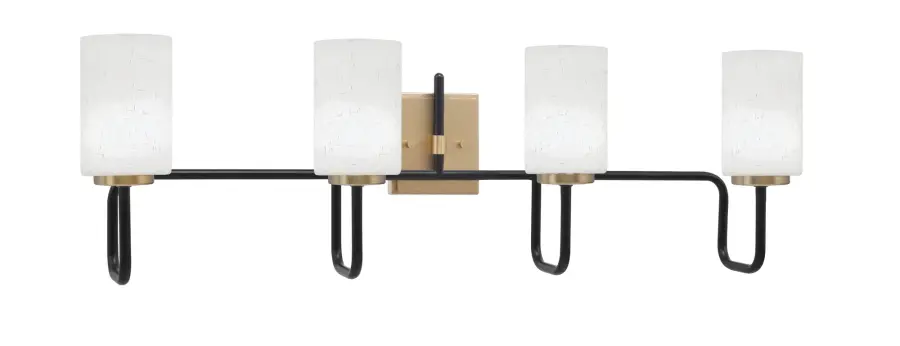 Sandia 4 Light Bath Bar in Matte Black & New Age Brass with White Muslin Glass - Image 1