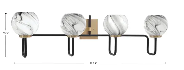 Bold Two-Tone Bath Bar with Striking Onyx Swirl Glass Shades - Image 2