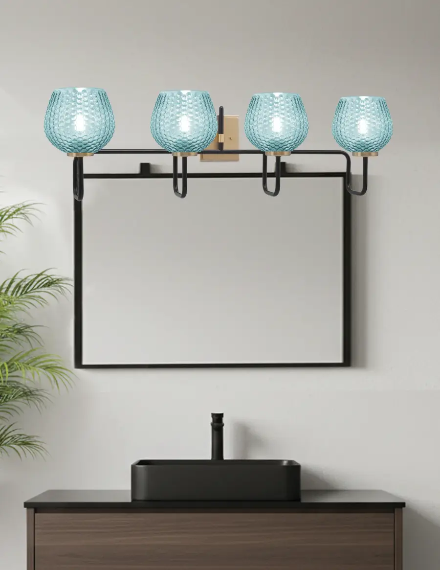 Bold Contemporary Bath Bar with Striking Turquoise Glass Accents - Image 3