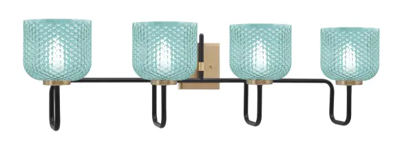 Bold Two-Tone Bath Bar with Vibrant Turquoise Glass Shades - Image 1