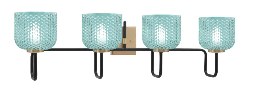 Bold Two-Tone Bath Bar with Vibrant Turquoise Glass Shades - Image 1
