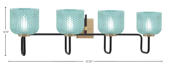 Bold Two-Tone Bath Bar with Vibrant Turquoise Glass Shades - Image 2