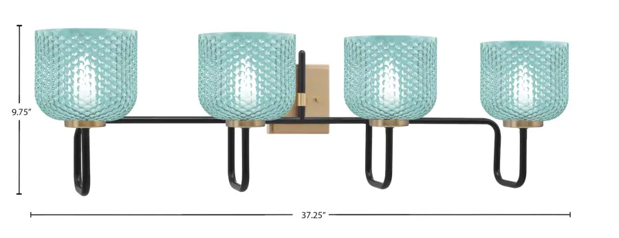 Bold Two-Tone Bath Bar with Vibrant Turquoise Glass Shades - Image 2