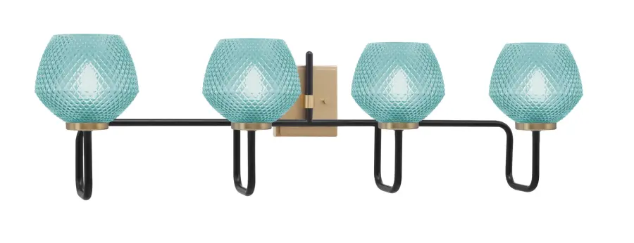 Sandia 4 Light Bath Bar with Turquoise Textured Glass - Image 1