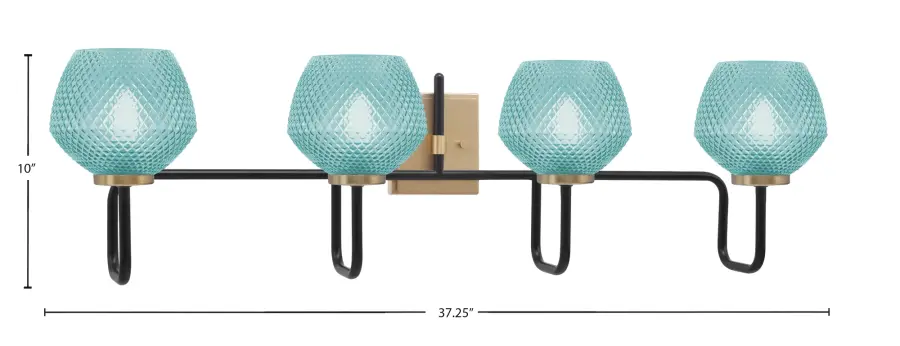Sandia 4 Light Bath Bar with Turquoise Textured Glass - Image 2