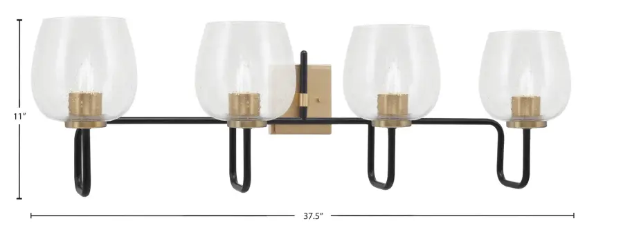 Sandia 4-Light Bath Bar with Clear Bubble Glass - Image 2