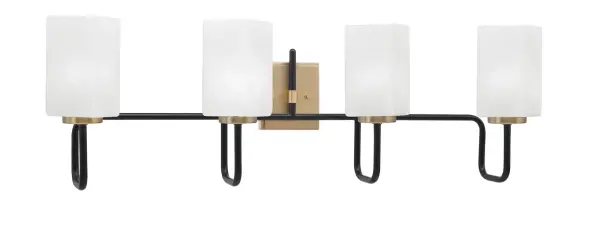 The Sandia 4 Light Bath Bar combines contemporary two-tone finishes with unique square marble glass shades for a refined, geometric aesthetic. Perfect for modern bathrooms seeking statement lighting with versatile mounting options.