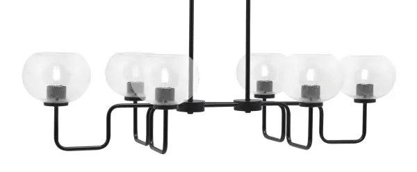 Sandia 6 Light Island Light in Matte Black with Clear Bubble Glass - Image 1