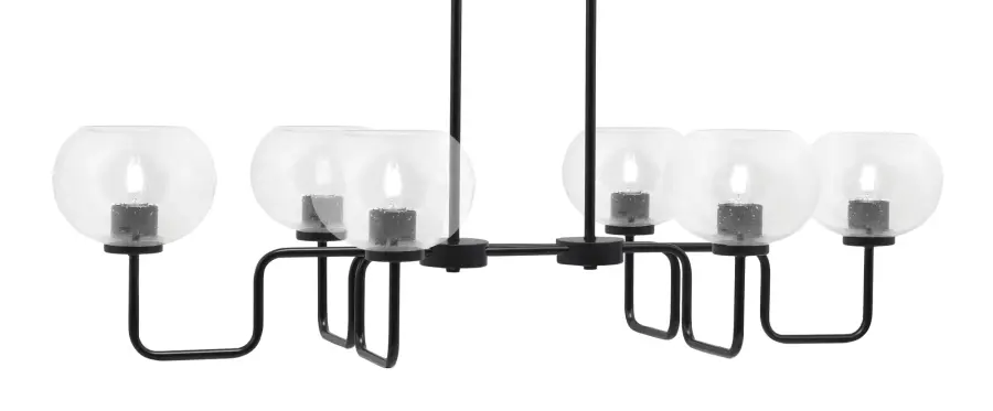 Sandia 6 Light Island Light in Matte Black with Clear Bubble Glass - Image 1