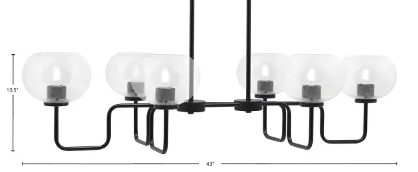 Sandia 6 Light Island Light in Matte Black with Clear Bubble Glass - Image 2