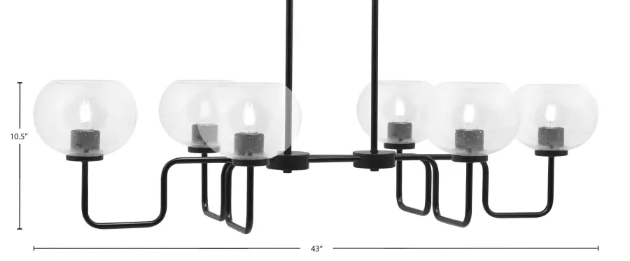 Sandia 6 Light Island Light in Matte Black with Clear Bubble Glass - Image 2