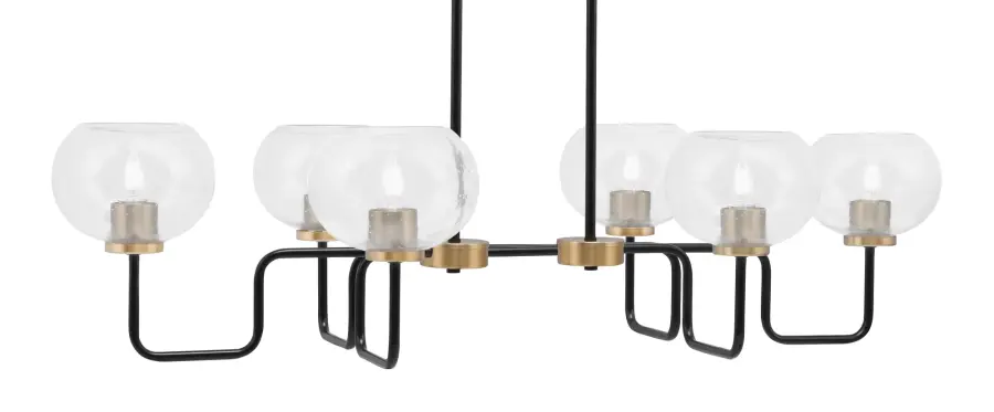 Sandia 6-Light Island Pendant in Matte Black & New Age Brass with Clear Bubble Glass - Image 1