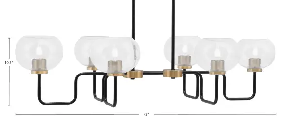 Sandia 6-Light Island Pendant in Matte Black & New Age Brass with Clear Bubble Glass - Image 2