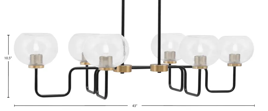 Sandia 6-Light Island Pendant in Matte Black & New Age Brass with Clear Bubble Glass - Image 2