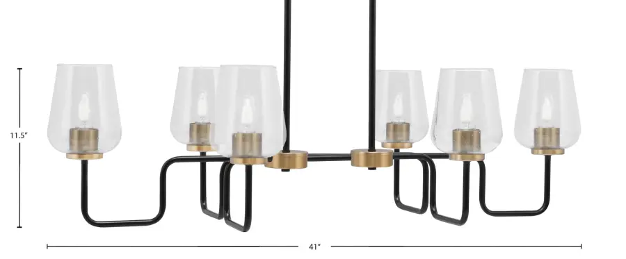 Sandia 6-Light Island Pendant in Matte Black & New Age Brass with Clear Bubble Glass - Image 2