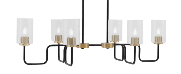 Sandia 6-Light Island Pendant in Matte Black & New Age Brass with Clear Bubble Glass - Image 1