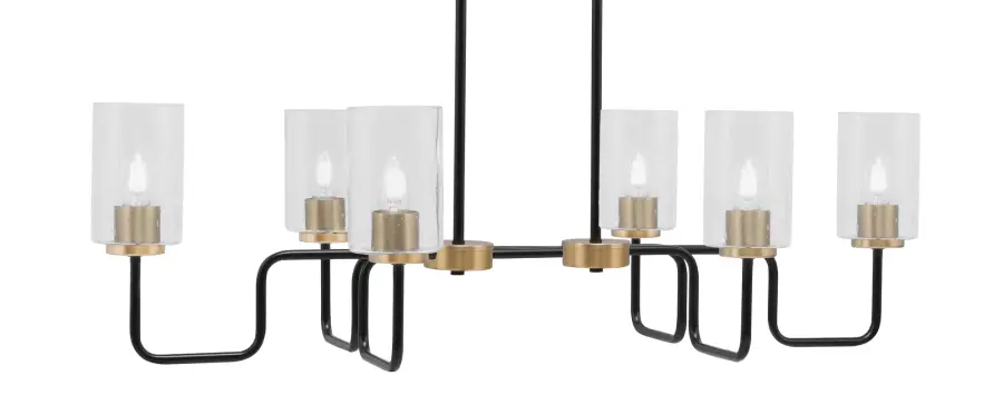 Sandia 6-Light Island Pendant in Matte Black & New Age Brass with Clear Bubble Glass - Image 1