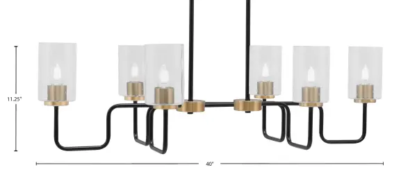 Sandia 6-Light Island Pendant in Matte Black & New Age Brass with Clear Bubble Glass - Image 2