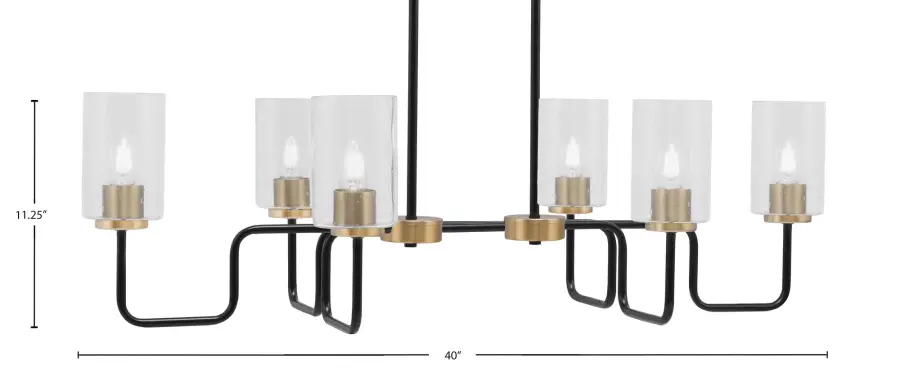 Sandia 6-Light Island Pendant in Matte Black & New Age Brass with Clear Bubble Glass - Image 2