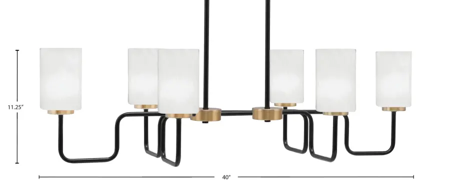 Sandia 6 Light Island Light in Matte Black & New Age Brass - Image 2