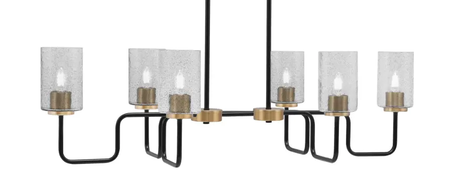 Sandia 6-Light Island Light in Matte Black & New Age Brass with Smoke Bubble Glass - Image 1