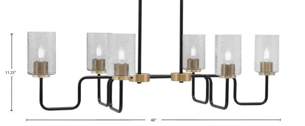 Sandia 6-Light Island Light in Matte Black & New Age Brass with Smoke Bubble Glass - Image 2