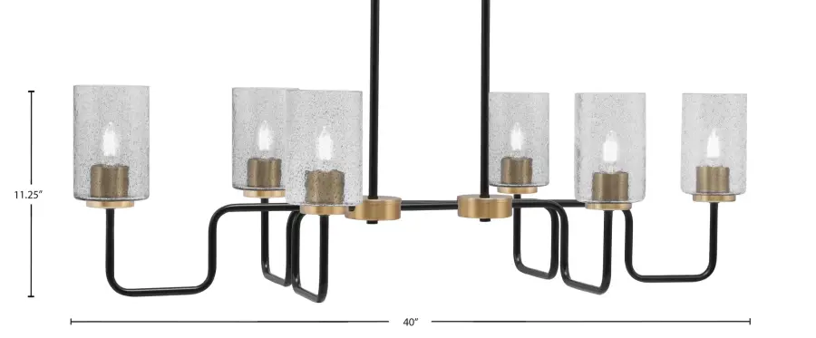 Sandia 6-Light Island Light in Matte Black & New Age Brass with Smoke Bubble Glass - Image 2