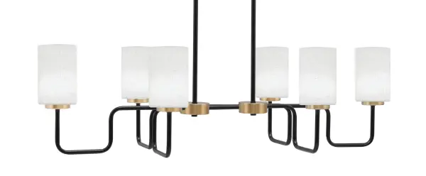 The Sandia 6-Light Island Light masterfully blends industrial charm with contemporary sophistication. Its mixed-metal finish and soft white muslin glass shades create warm, diffused lighting perfect for kitchen islands and dining areas.