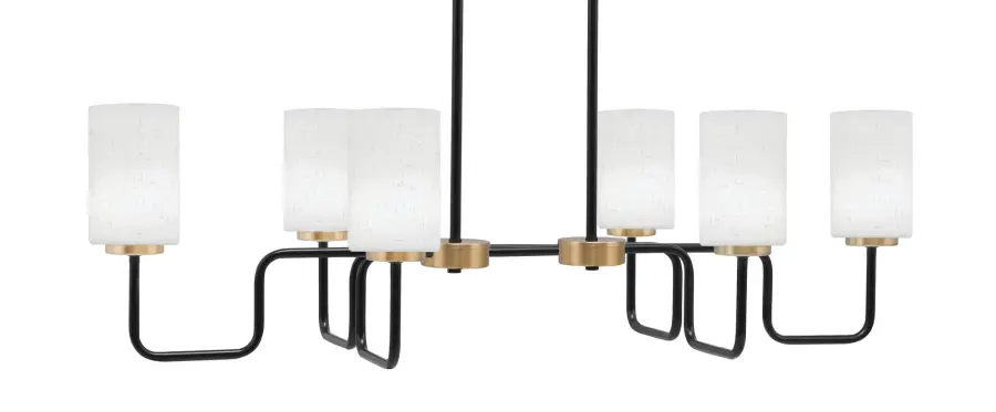 Sandia 6-Light Island Light in Matte Black & New Age Brass with White Muslin Glass - Image 1