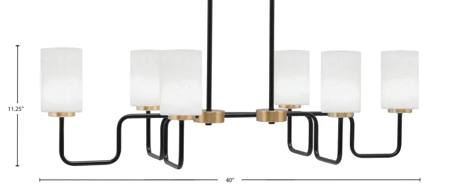 Sandia 6-Light Island Light in Matte Black & New Age Brass with White Muslin Glass - Image 2