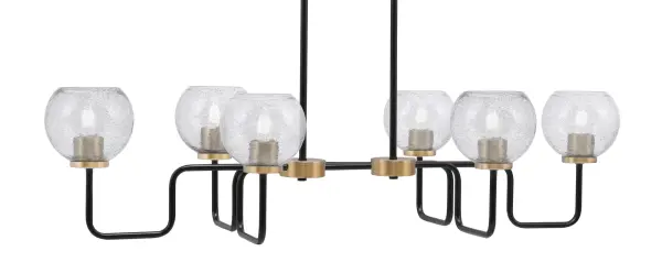 Sandia 6 Light Island Light in Matte Black & New Age Brass with Smoke Bubble Glass - Image 1