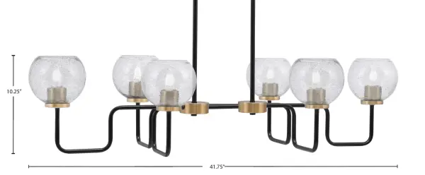 Sandia 6 Light Island Light in Matte Black & New Age Brass with Smoke Bubble Glass - Image 2