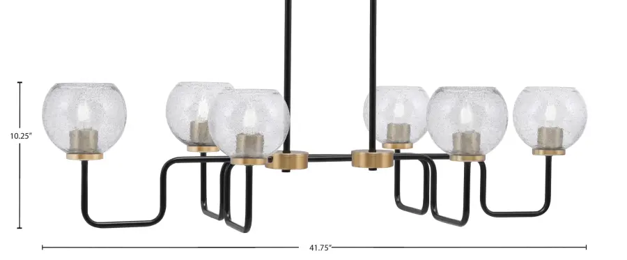 Sandia 6 Light Island Light in Matte Black & New Age Brass with Smoke Bubble Glass - Image 2