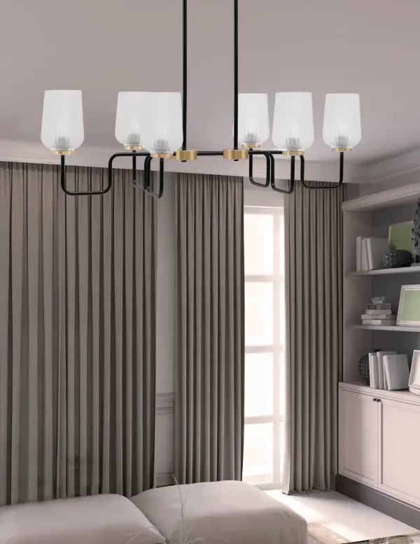 Sandia 6-Light Island Light in Matte Black & New Age Brass - Image 3