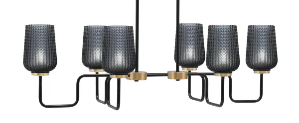 Sandia 6 Light Island Light in Matte Black & New Age Brass - Image 1