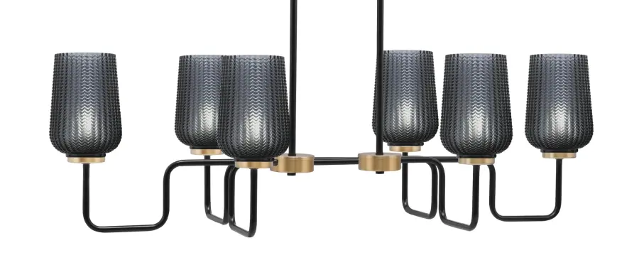 Sandia 6 Light Island Light in Matte Black & New Age Brass - Image 1