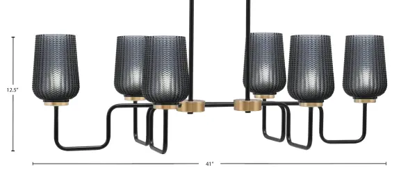 Sandia 6 Light Island Light in Matte Black & New Age Brass - Image 2
