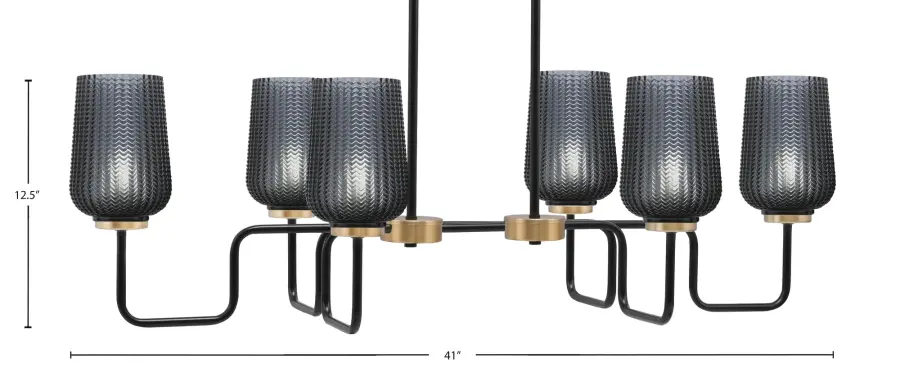 Sandia 6 Light Island Light in Matte Black & New Age Brass - Image 2