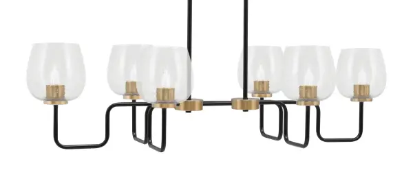Sandia 6-Light Island Pendant in Matte Black & New Age Brass with Clear Bubble Glass - Image 1