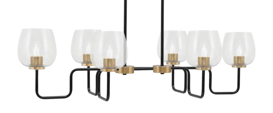 Sandia 6-Light Island Pendant in Matte Black & New Age Brass with Clear Bubble Glass - Image 1