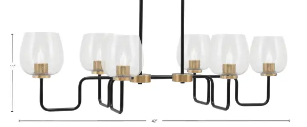 Sandia 6-Light Island Pendant in Matte Black & New Age Brass with Clear Bubble Glass - Image 2