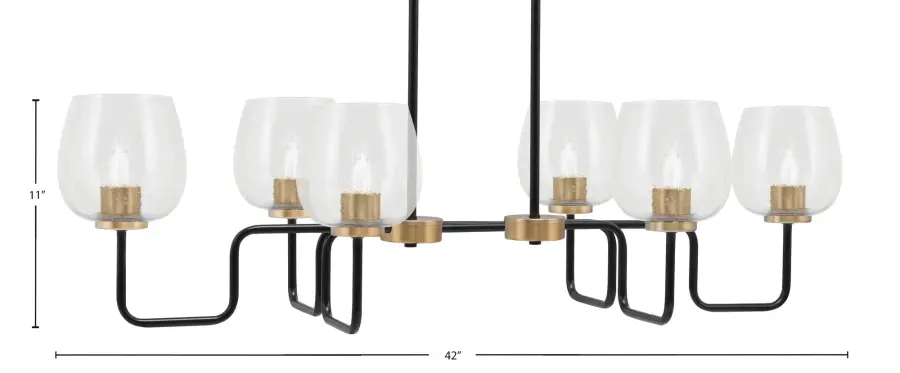Sandia 6-Light Island Pendant in Matte Black & New Age Brass with Clear Bubble Glass - Image 2
