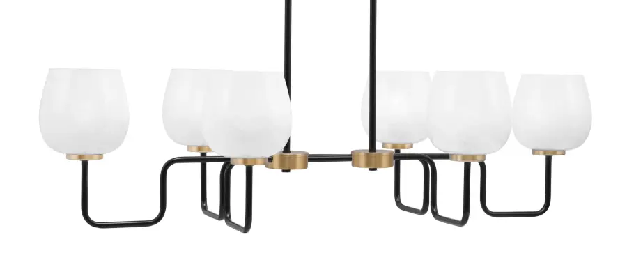 Sandia 6-Light Island Light in Matte Black & New Age Brass with White Marble Glass - Image 1